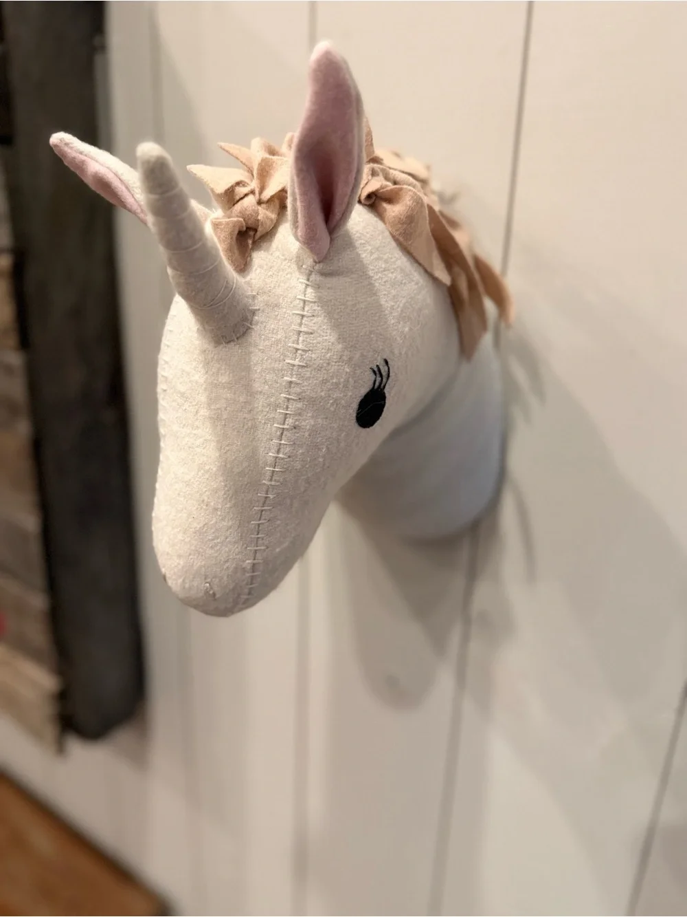 Plush Unicorn Wall Mount - Cream and Blush Kids Accessory